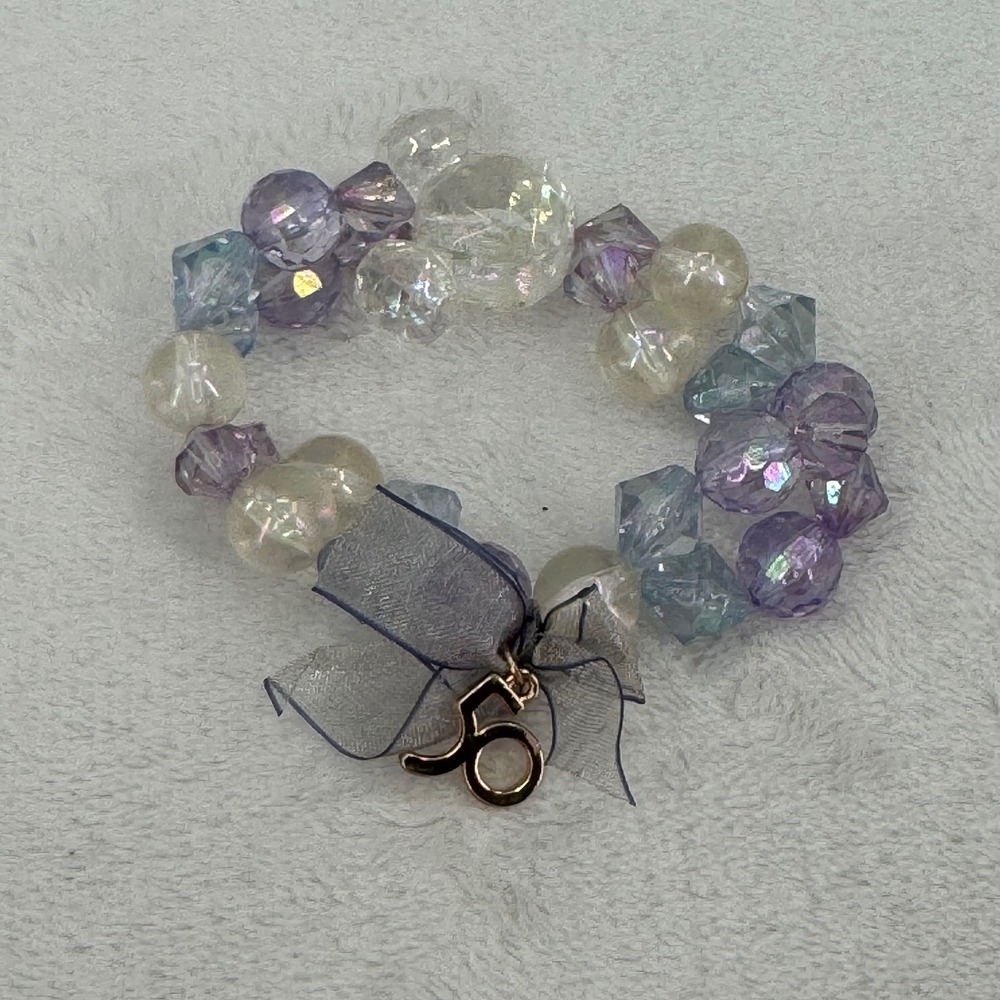 Disney Parks 50th Anniversary Iridescent Beaded Stretch Bracelet Mickey WDW